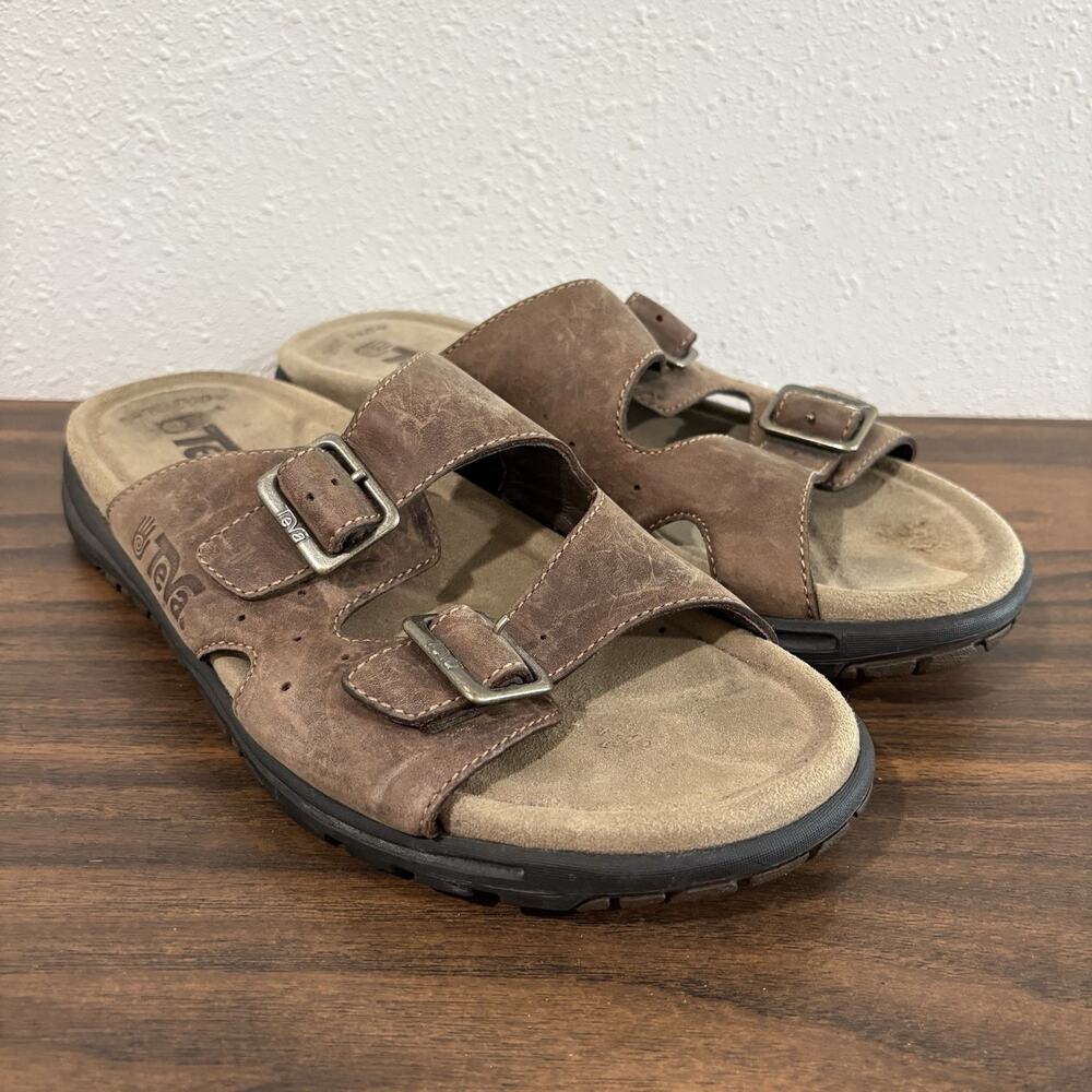 TEVA Lodo 2 Strap Leather Buckle Sandals Mens 10‎ Outdoor #6545 Shoc Pad Sole